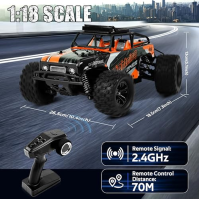 JOYTREKY Dálkově ovládané auto, RC auto 1：18 Monster Truck 45KM/H 4WD Dárek pro teenagery Dospělý 2,4GHz Vodotěsné terénní vozid